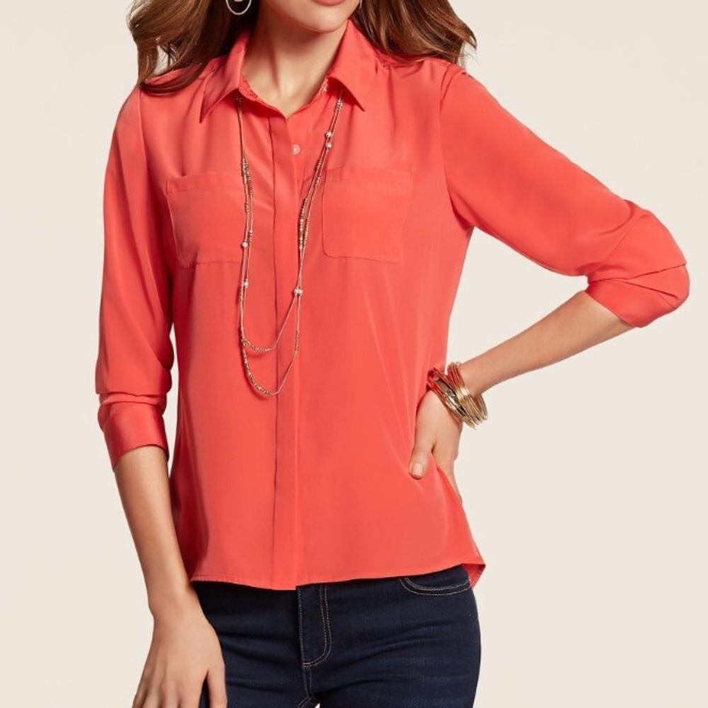 NWT Chico’s Soft Ease Liana Long Sleeve Too Orange